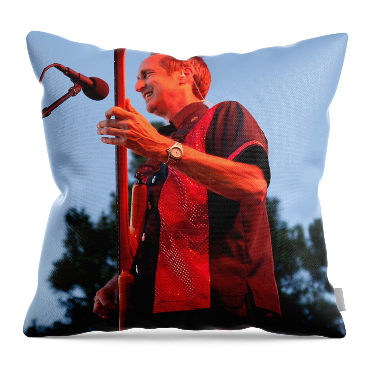 The Kingpins Throw Pillow featuring the photograph Randy Reis on Bass - The Fabulous Kingpins by David Patterson