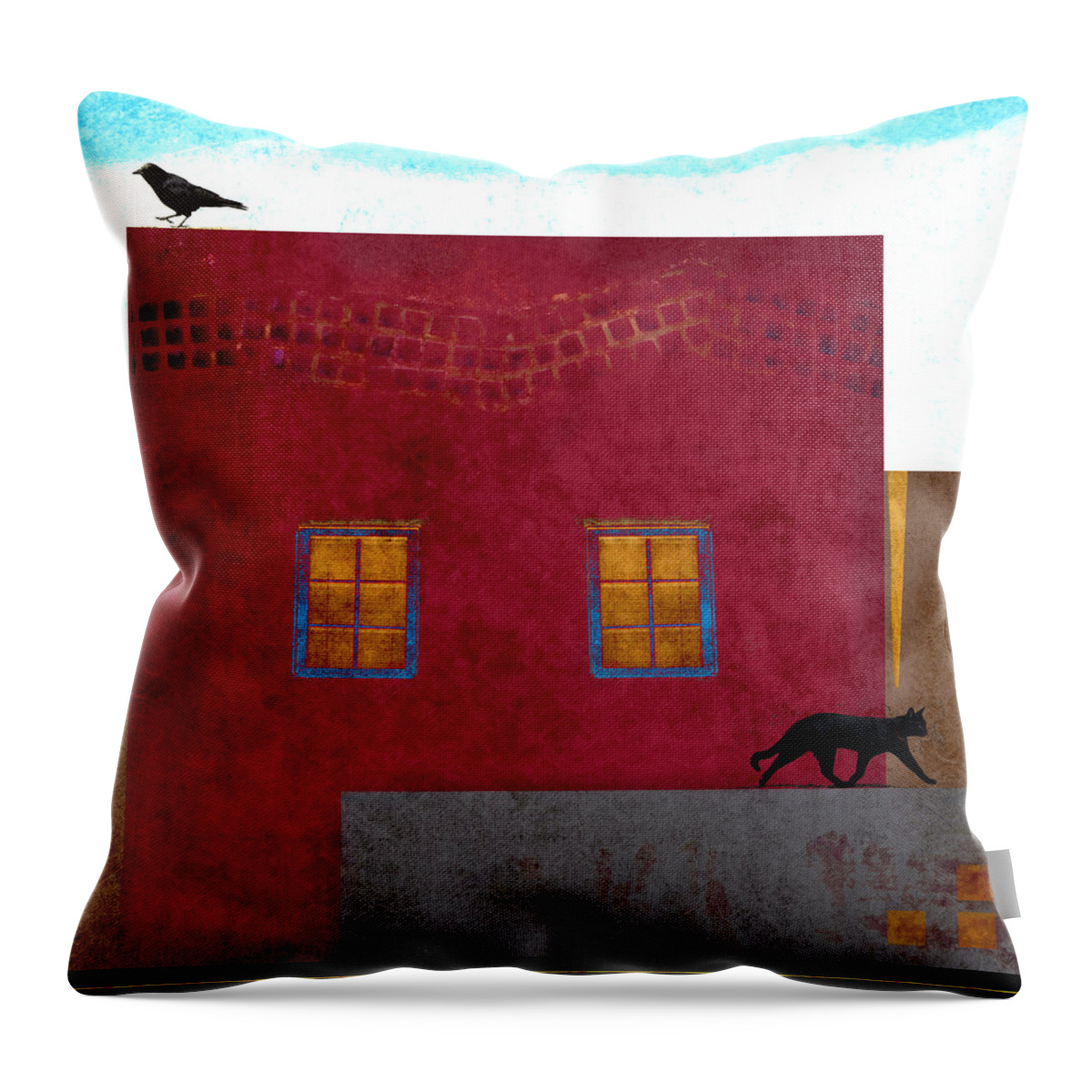 Raven Throw Pillow featuring the photograph Raven and Cat by Carol Leigh