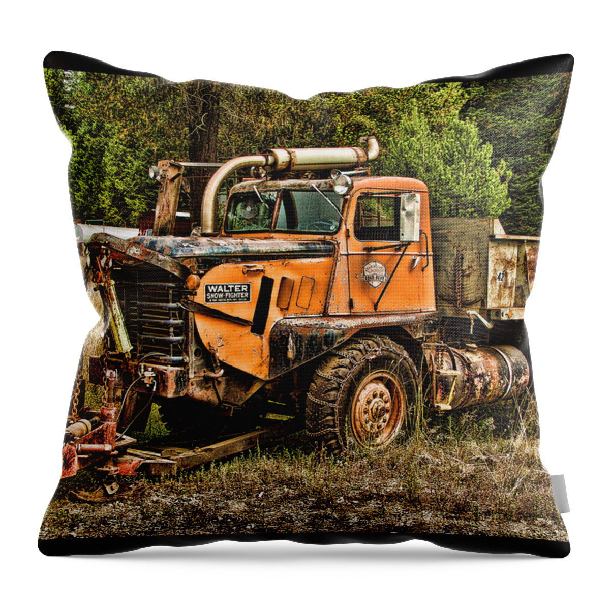 Snow Plow Throw Pillow featuring the photograph Ready for Snow By Ron Roberts by Ron Roberts