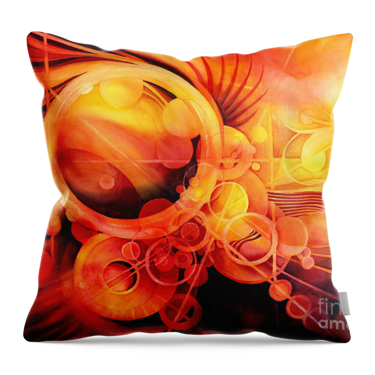 Watercolor Throw Pillow featuring the painting Rebirth - Phoenix by Hailey E Herrera