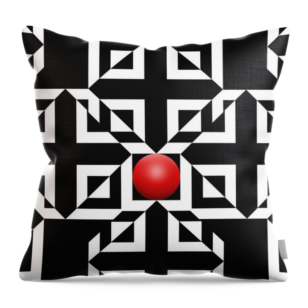 Abstract Throw Pillow featuring the digital art Red Ball 5 by Mike McGlothlen