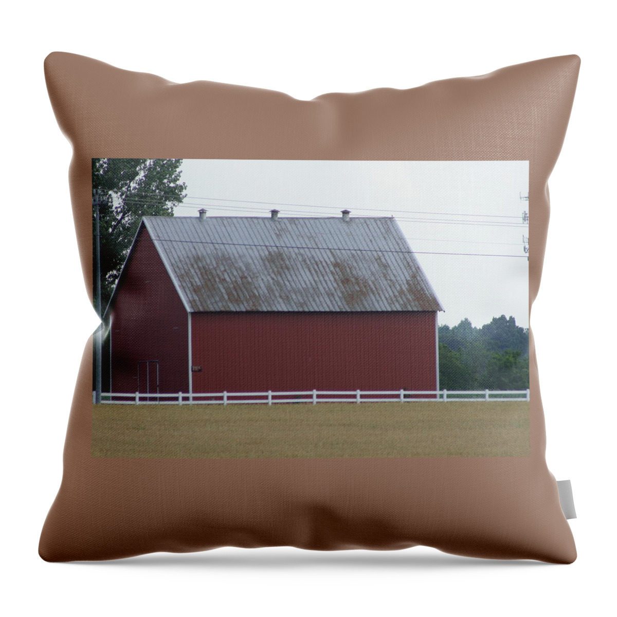 Barn Throw Pillow featuring the photograph Kentucky Red Barn by Valerie Collins