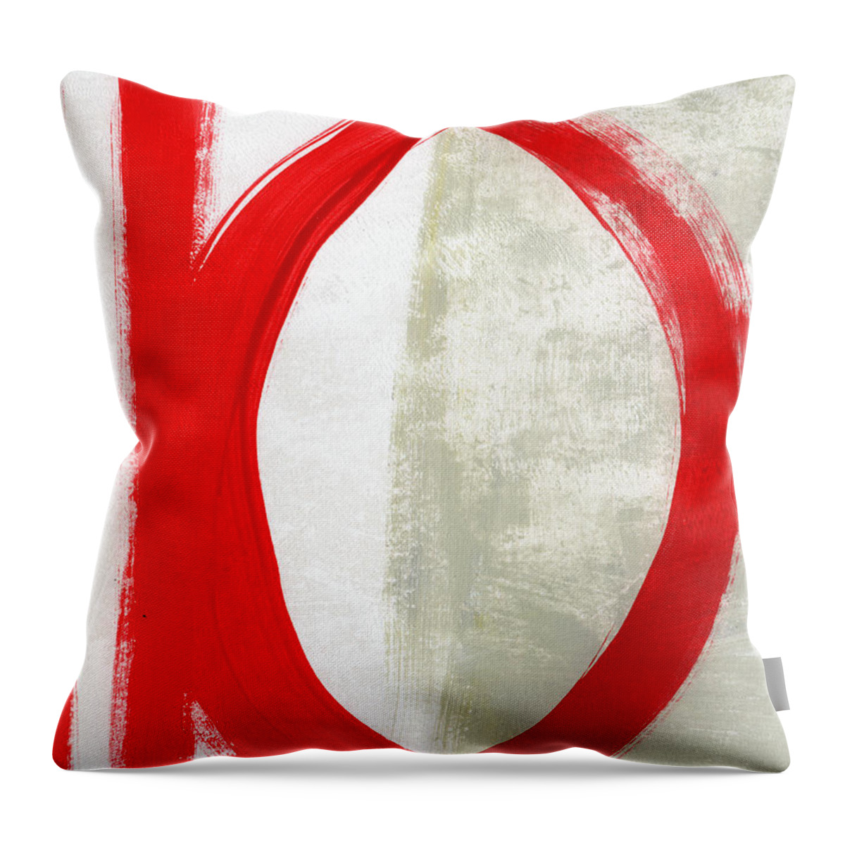 Red Throw Pillow featuring the painting Red Circle 5- abstract painting by Linda Woods