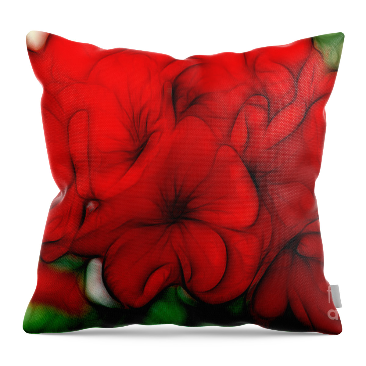 Red Throw Pillow featuring the digital art Red Geranium by Jayne Carney