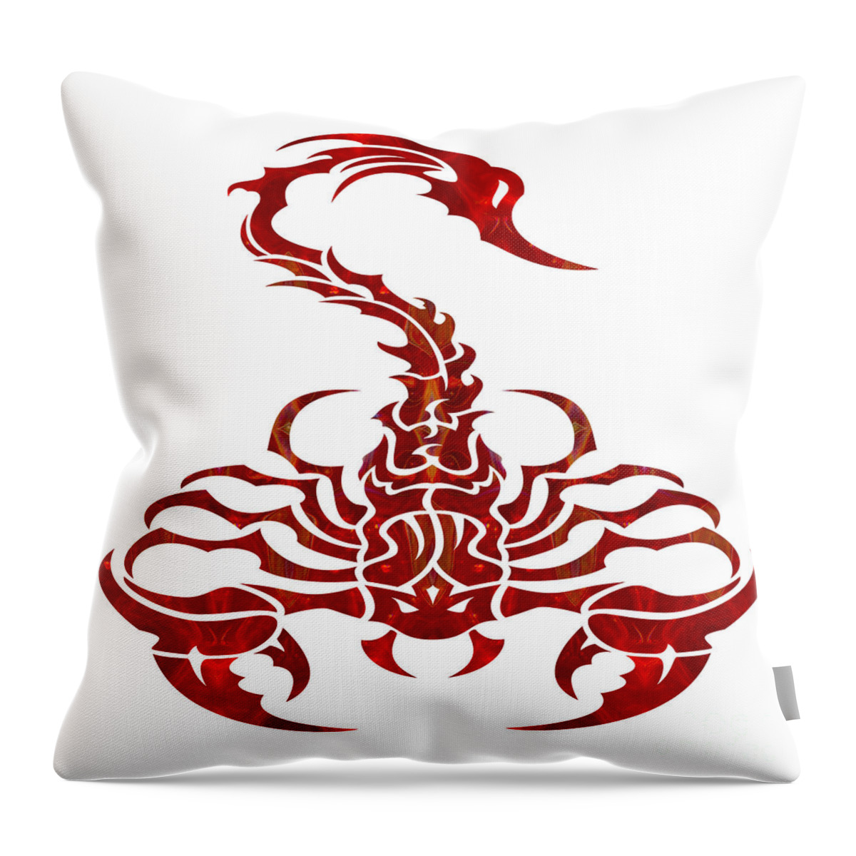 1x1 Throw Pillow featuring the digital art Red Scorpion Fantasy Designs Abstract Holiday Art by Omaste Witk by Omaste Witkowski