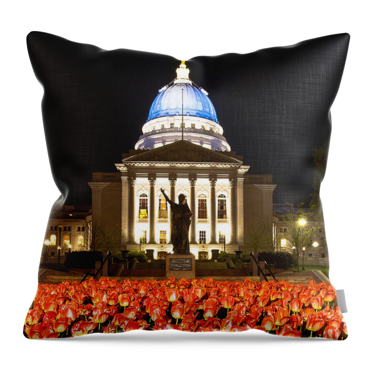 Blue Throw Pillow featuring the photograph Red White and Blue by Steven Ralser