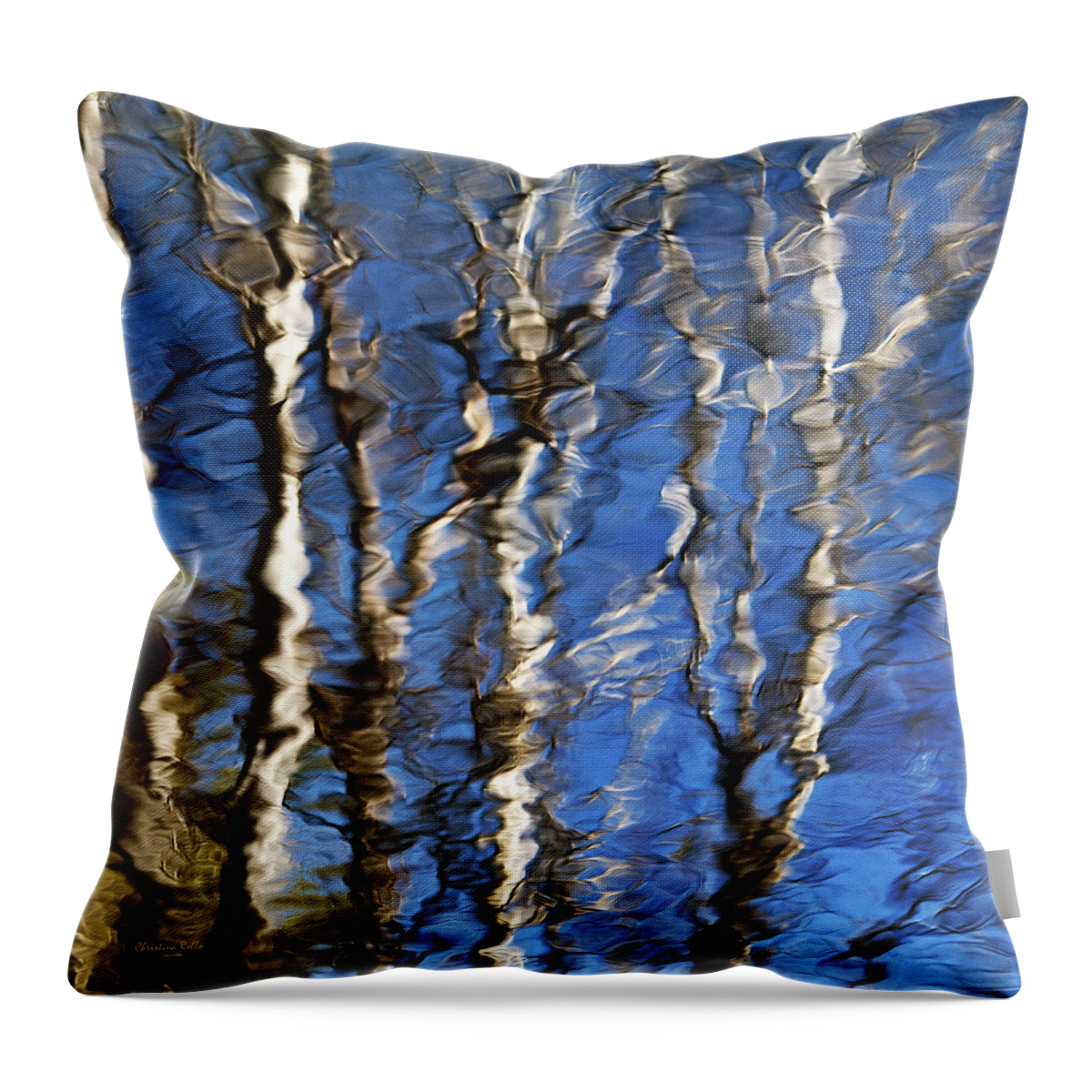 Water Reflection Throw Pillow featuring the photograph Water Reflection Aspen Trees by Christina Rollo