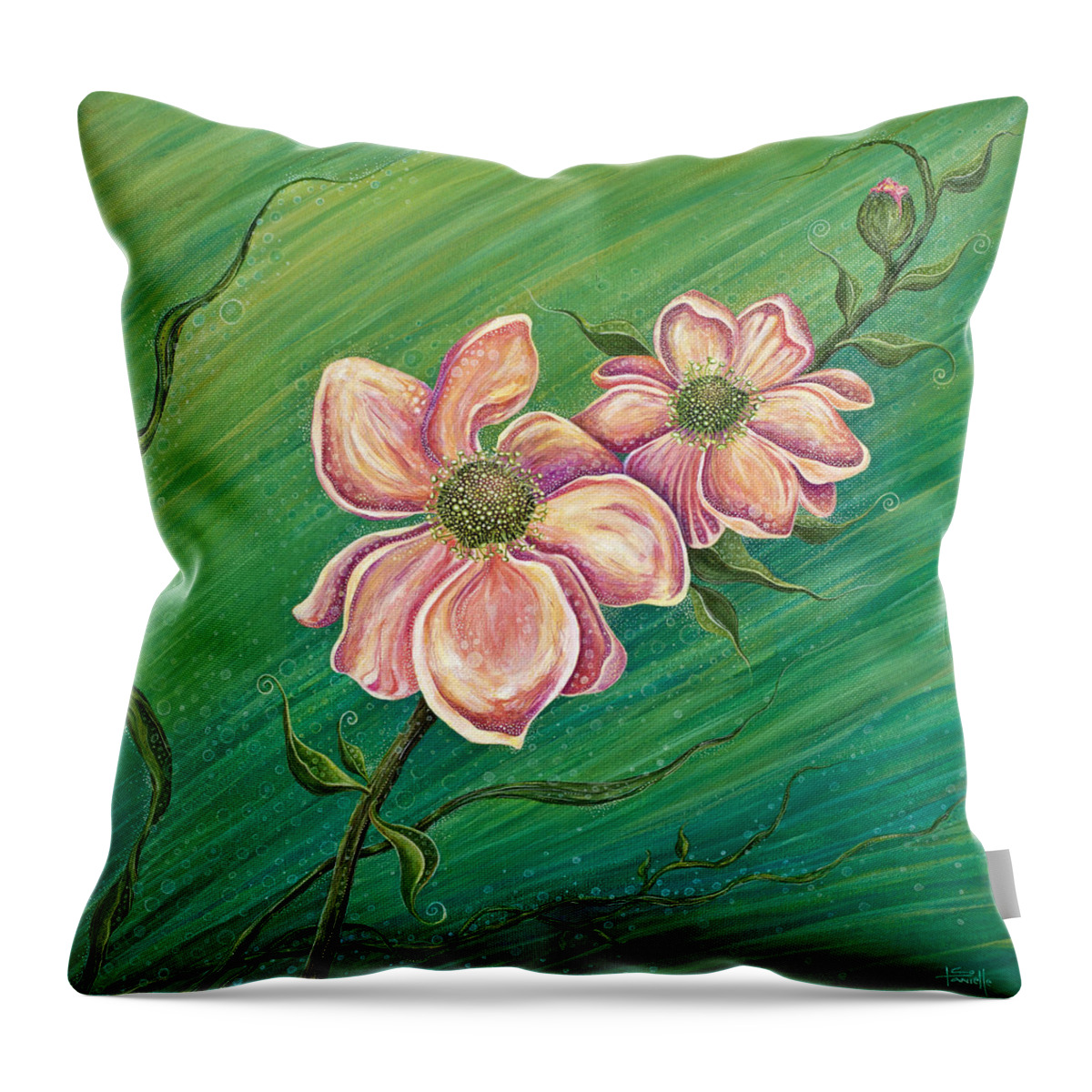 Floral Throw Pillow featuring the painting Remember My Spirit by Tanielle Childers
