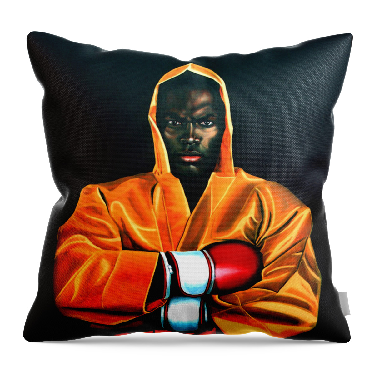 Remy Bonjasky Throw Pillow featuring the painting Remy Bonjasky by Paul Meijering