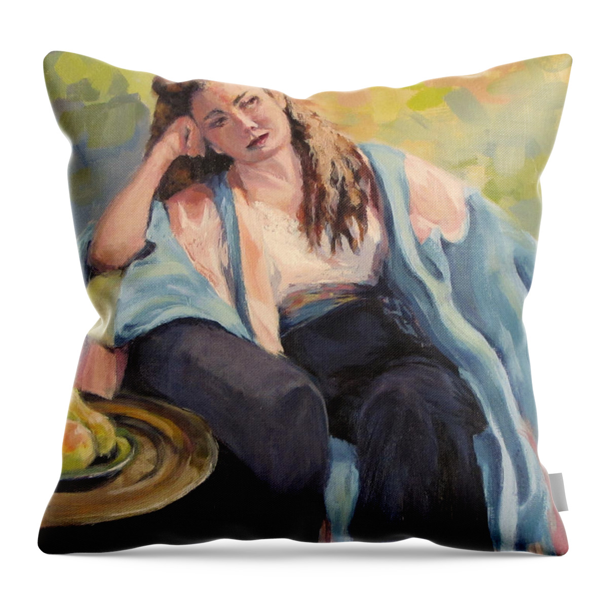 Figure Throw Pillow featuring the painting Repose by Karen Ilari