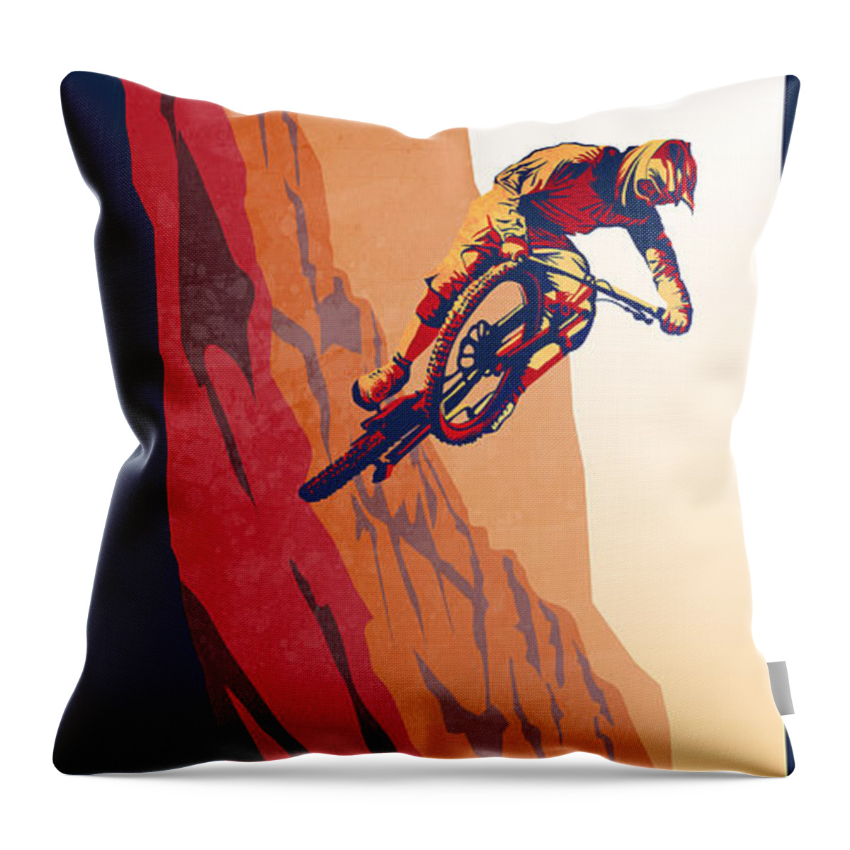 Retro Mountain Bike Throw Pillow featuring the painting Retro cycling fine art poster Good to the Last Drop by Sassan Filsoof