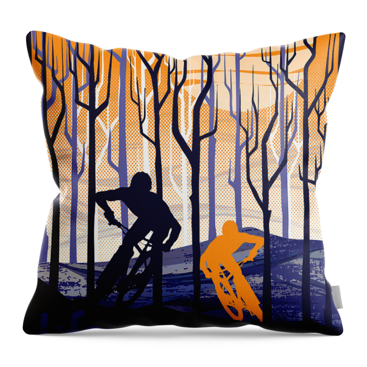 Mountain Bike Poster Throw Pillow featuring the painting Retro Mountain Bike Poster Life Behind Bars by Sassan Filsoof
