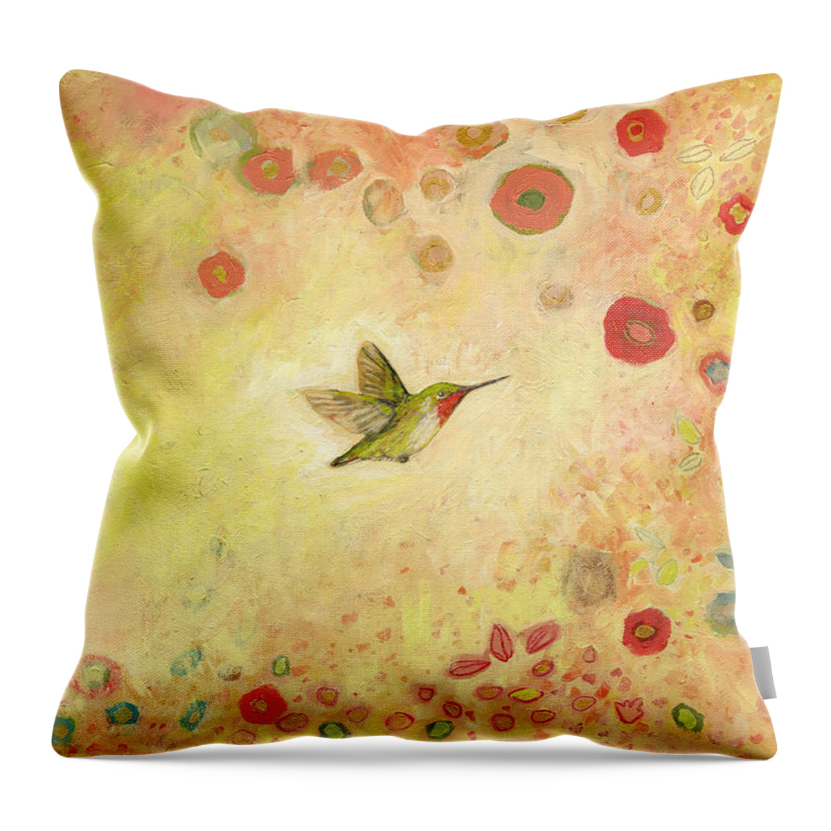 Bird Throw Pillow featuring the painting Returning to Fairyland by Jennifer Lommers