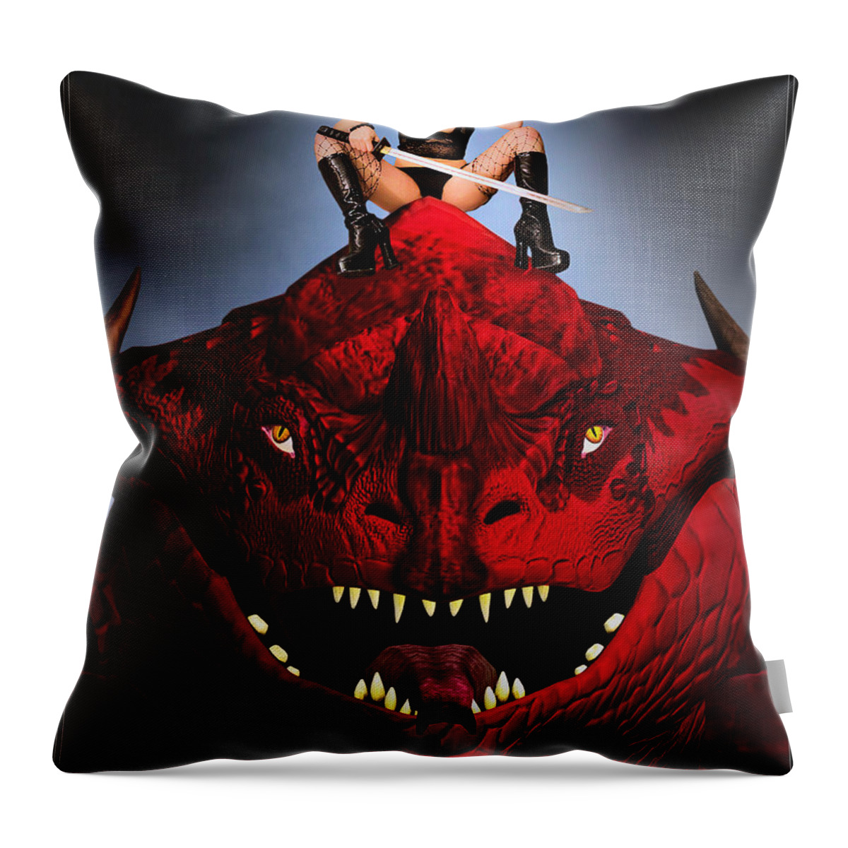 Dragon Throw Pillow featuring the painting Riddle Me This by Jon Volden