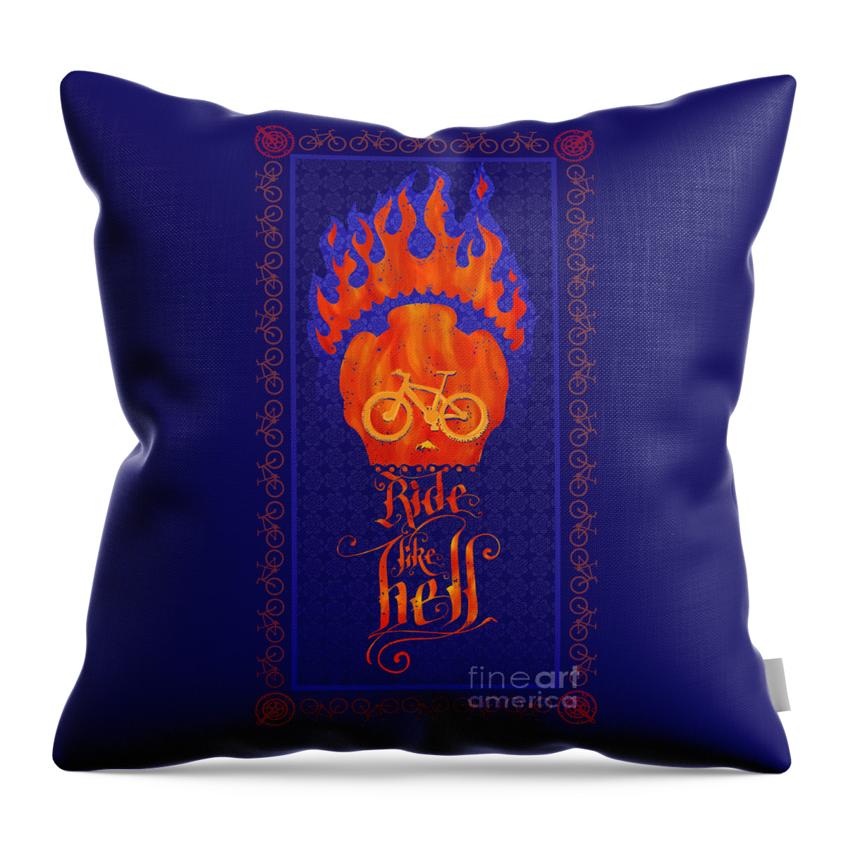 Cycling Poster Throw Pillow featuring the painting Ride Like Hell by Sassan Filsoof