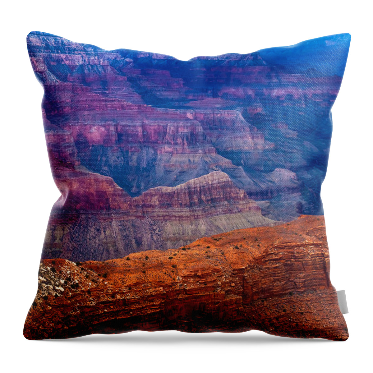 Arizona Throw Pillow featuring the photograph Ridges and the River at the Grand Canyon by Ed Gleichman
