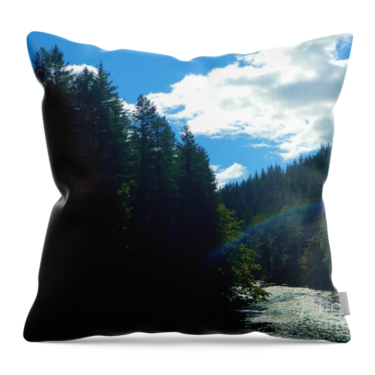 Rainbow Throw Pillow featuring the photograph River Rainbow by Gallery Of Hope 