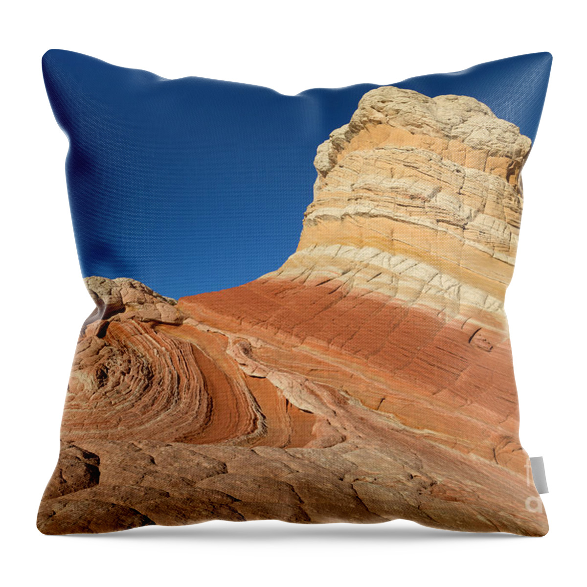 00559280 Throw Pillow featuring the photograph Rock Formation Vermillion Cliffs N M by Yva Momatiuk John Eastcott