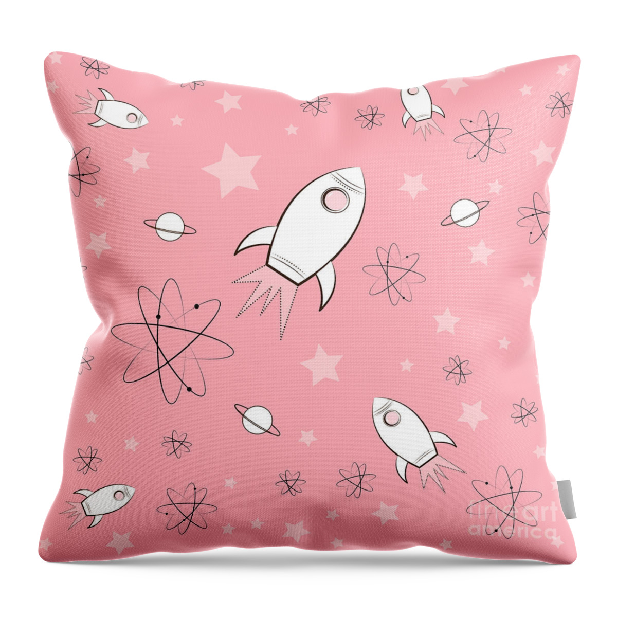 Rocket Throw Pillow featuring the painting Rocket Science Pink by Amy Kirkpatrick