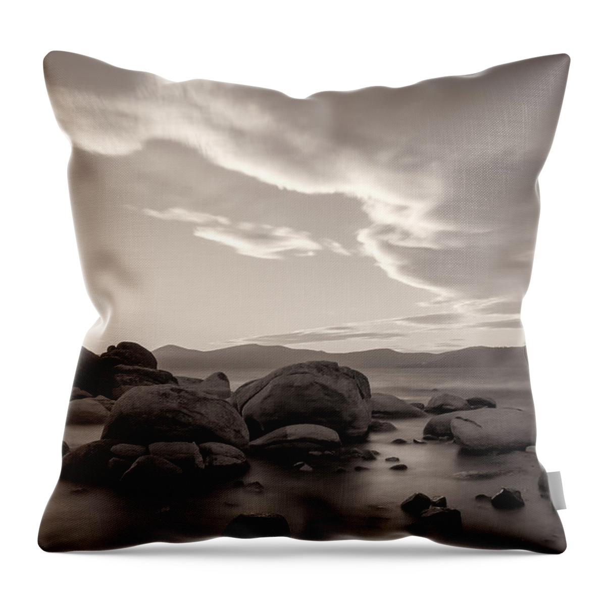 Landscape Throw Pillow featuring the photograph Rocky Shore by Jonathan Nguyen