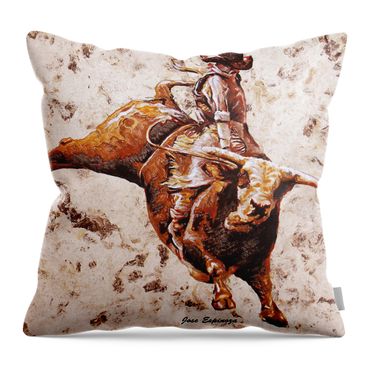 Rodeo Throw Pillow featuring the painting R O D E O' S . K I N G by J U A N - O A X A C A
