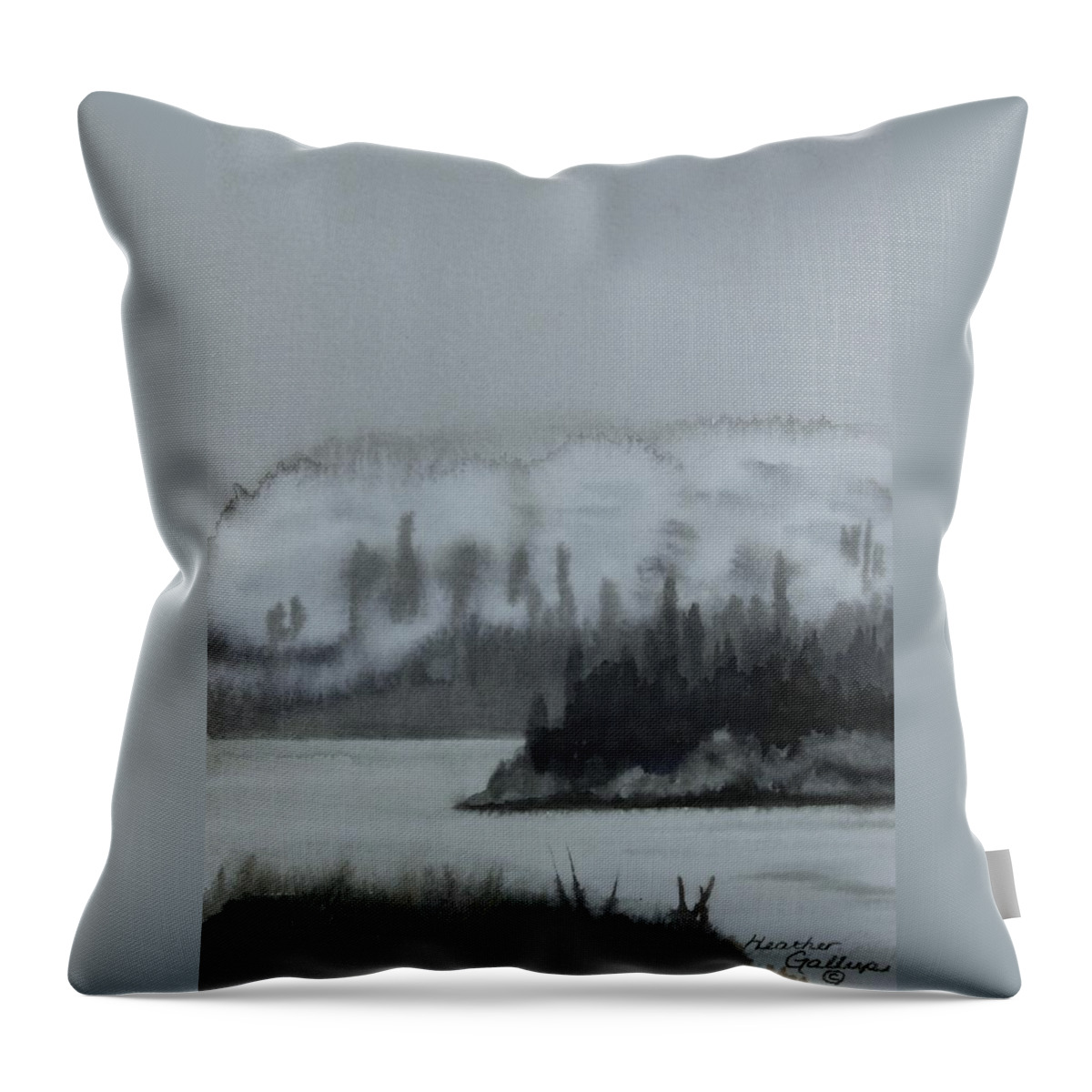 Canadian Landscape Throw Pillow featuring the painting Rolling In Along The River by Heather Gallup