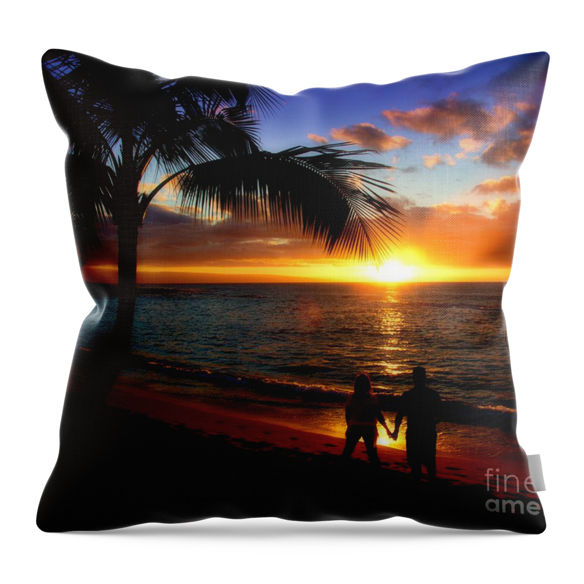 Romantic Sunset Hawaii Throw Pillow featuring the photograph Romantic Sunset Hawaii by Patrick Witz