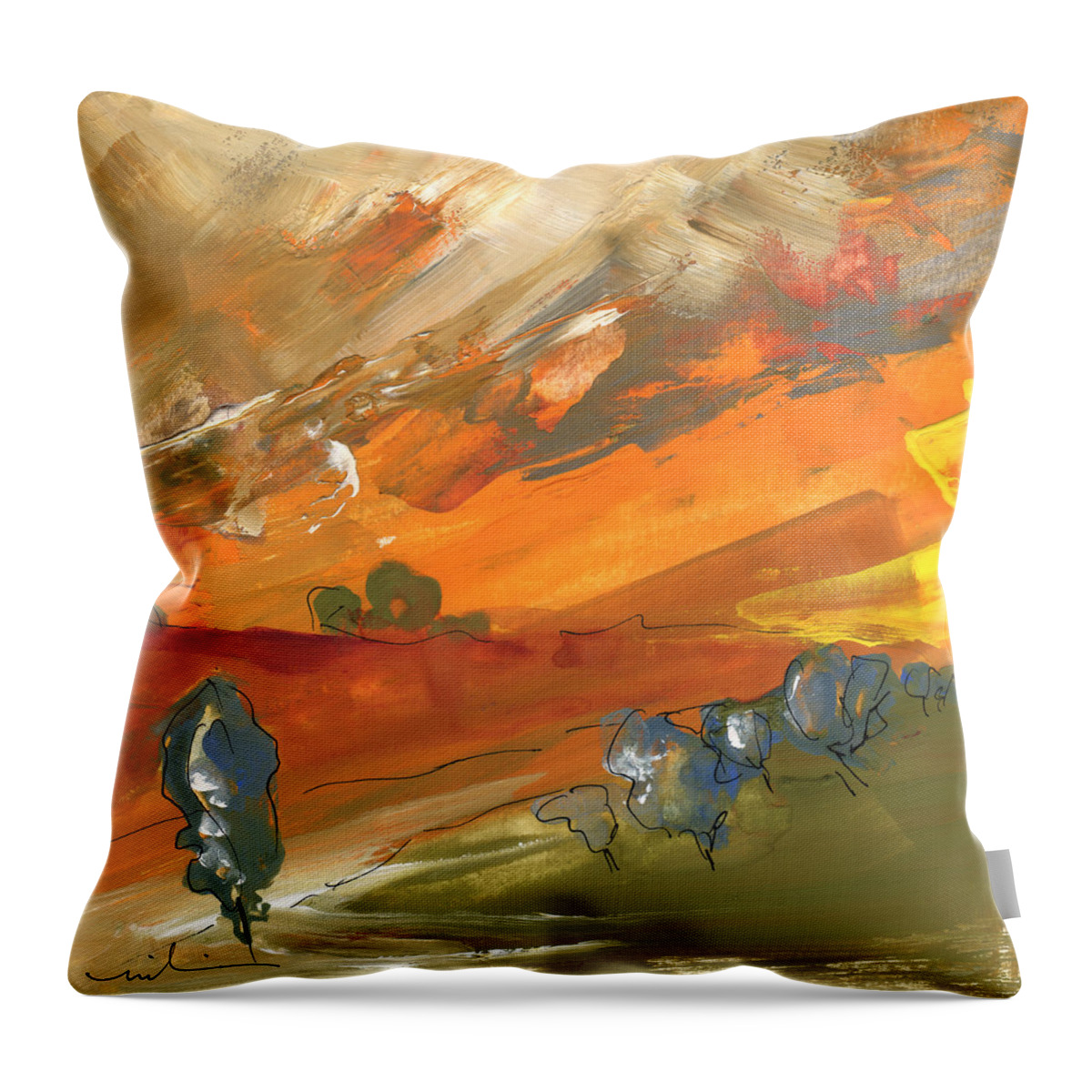 Travel Throw Pillow featuring the painting Ronda 02 by Miki De Goodaboom