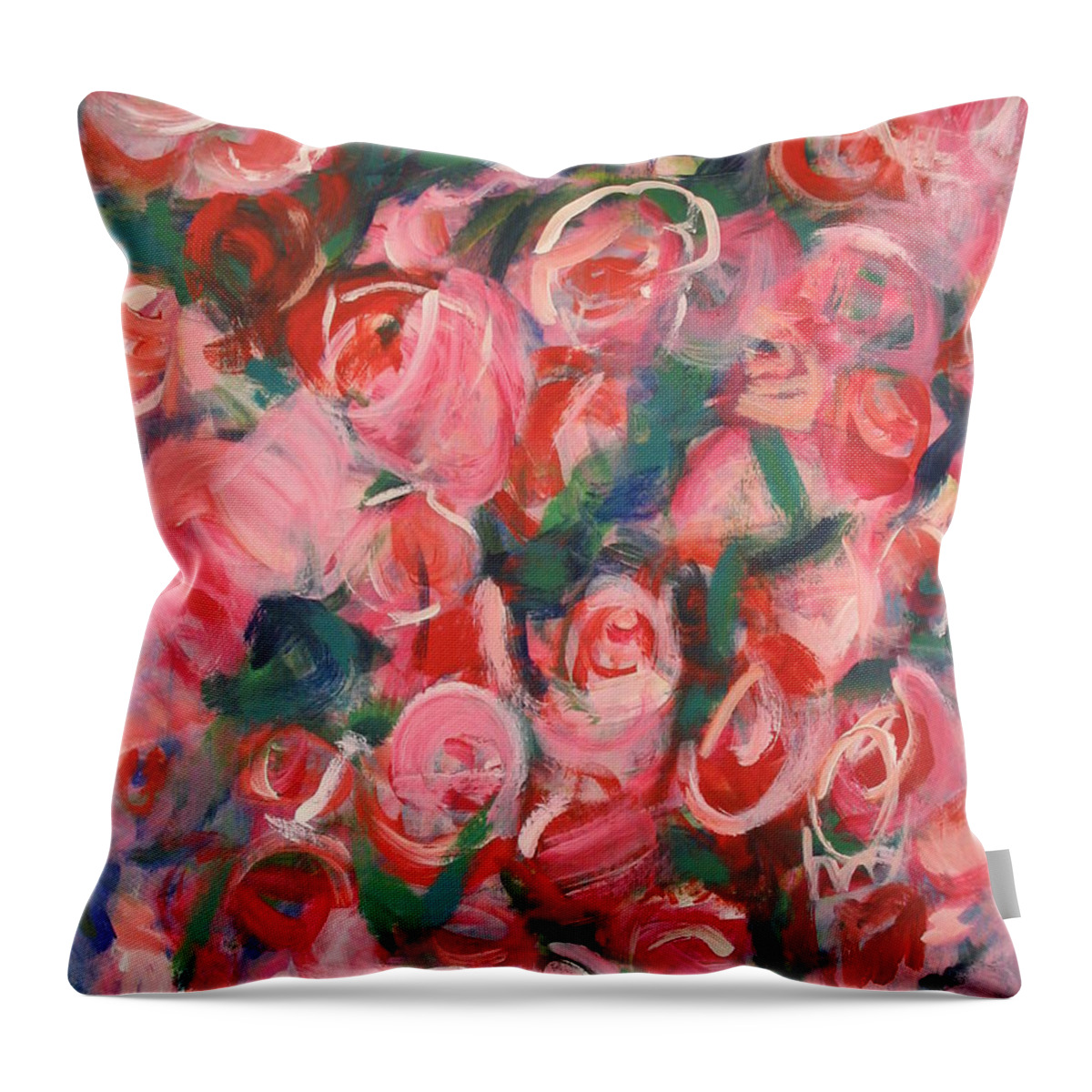 Roses Throw Pillow featuring the painting Roses by Fereshteh Stoecklein