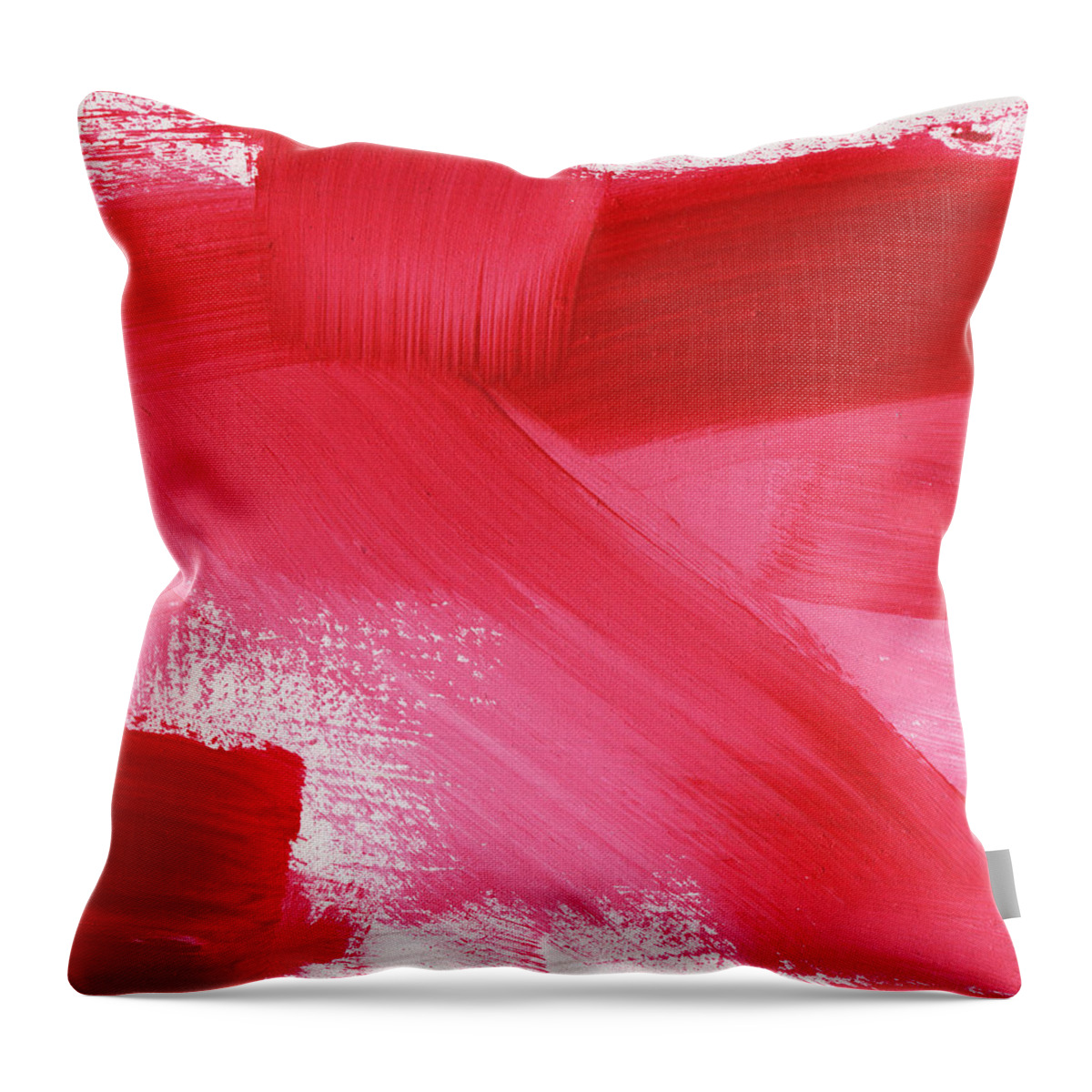 Red Throw Pillow featuring the painting Rouge 2- horizontal abstract painting by Linda Woods