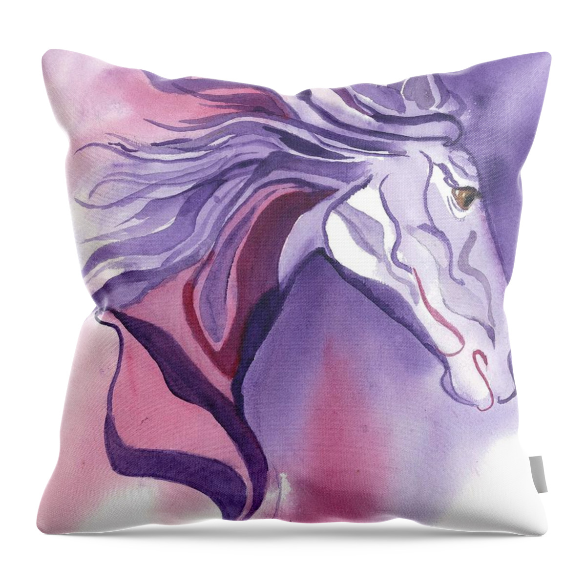 Kid's Art Throw Pillow featuring the painting Running Free by Maria Hunt
