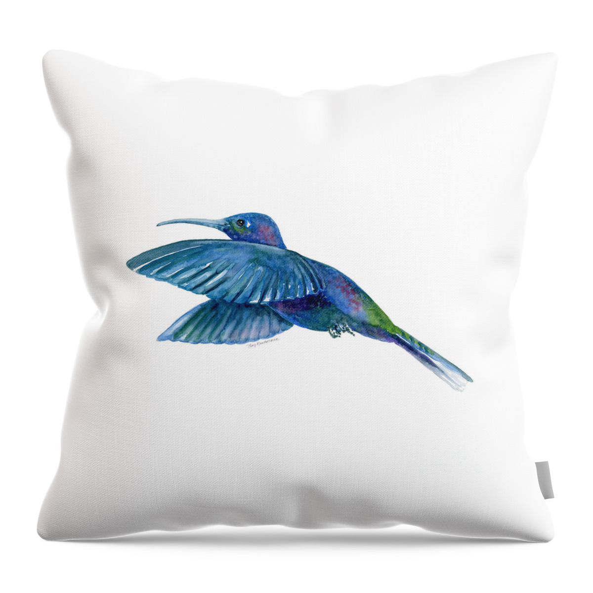 Bird Throw Pillow featuring the painting Sabrewing Hummingbird by Amy Kirkpatrick