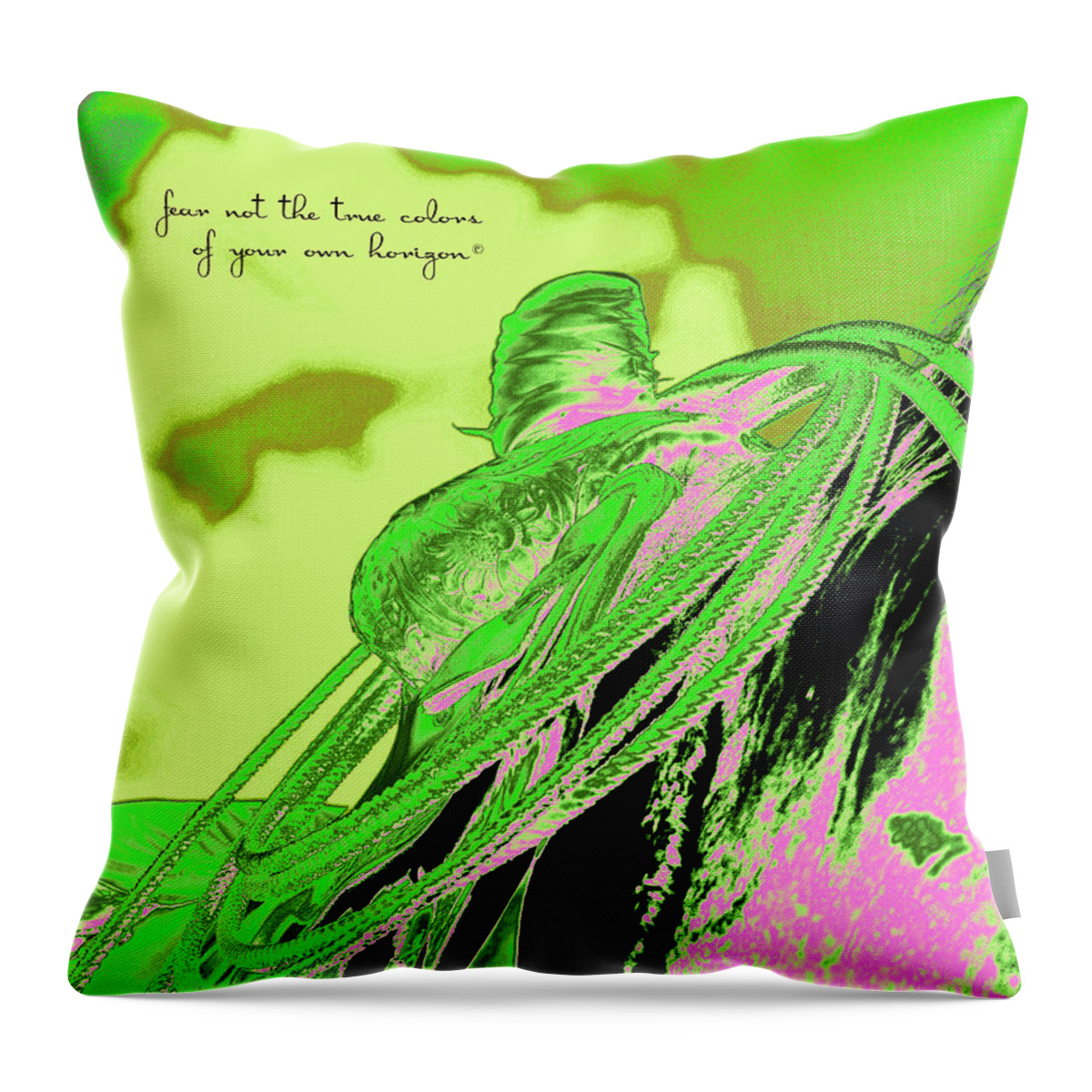 Western Throw Pillow featuring the photograph Saddle Electric Pink by Amanda Smith
