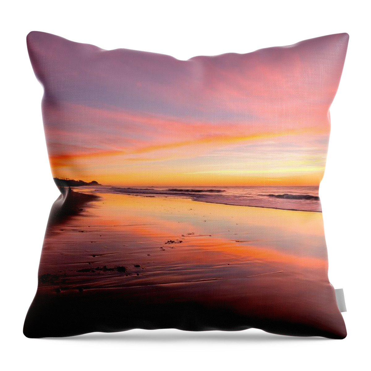 Oregon Coastal Sunset Throw Pillow featuring the photograph Sailor's Delight 0079 by Kristina Rinell