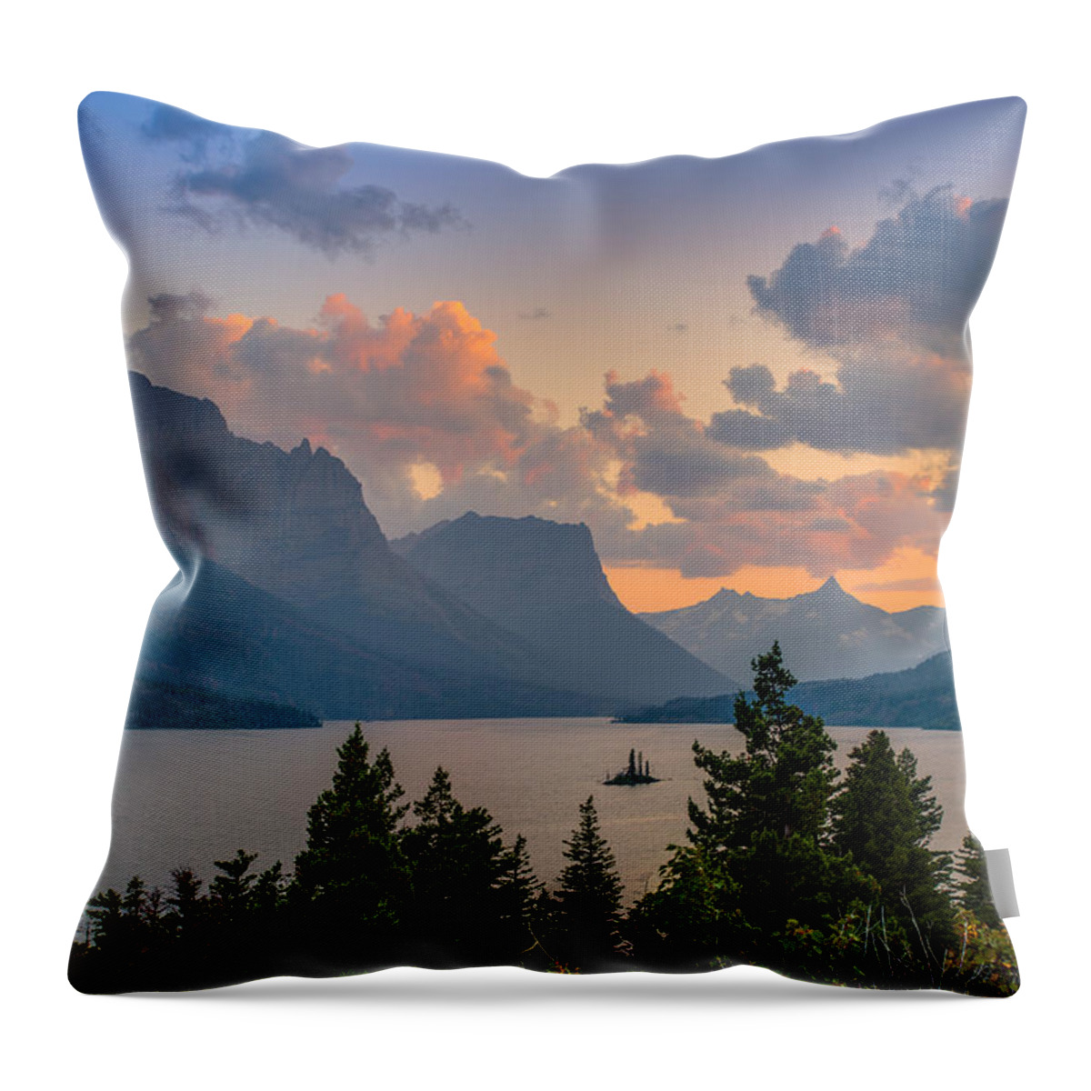 Glacier National Park Throw Pillow featuring the photograph Saint Mary Lake by Adam Mateo Fierro