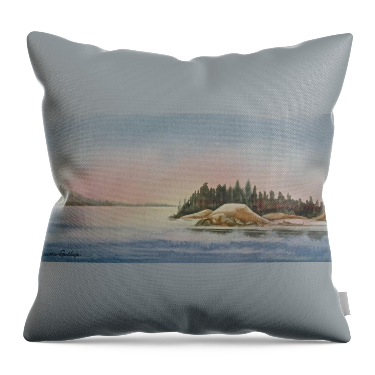 Point Throw Pillow featuring the painting Salmon Point by Heather Gallup