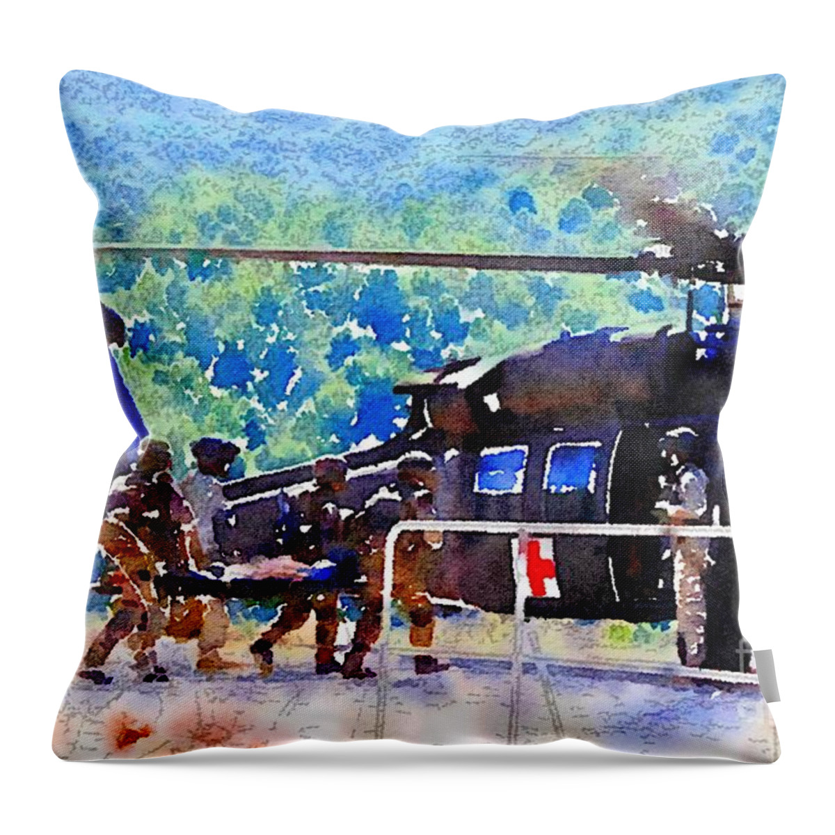 Medical Evacuation Throw Pillow featuring the painting Salvation by HELGE Art Gallery