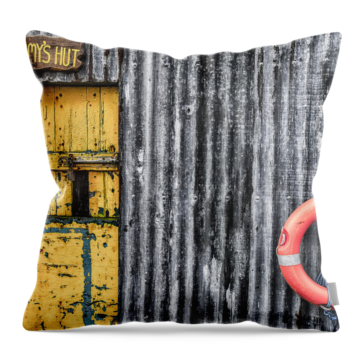 Dunseverick Throw Pillow featuring the photograph Sammy's Hut by Nigel R Bell