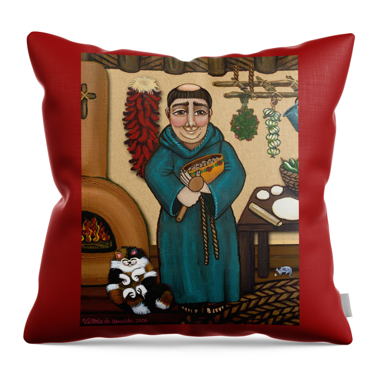 San Pascual Throw Pillow featuring the painting San Pascual by Victoria De Almeida