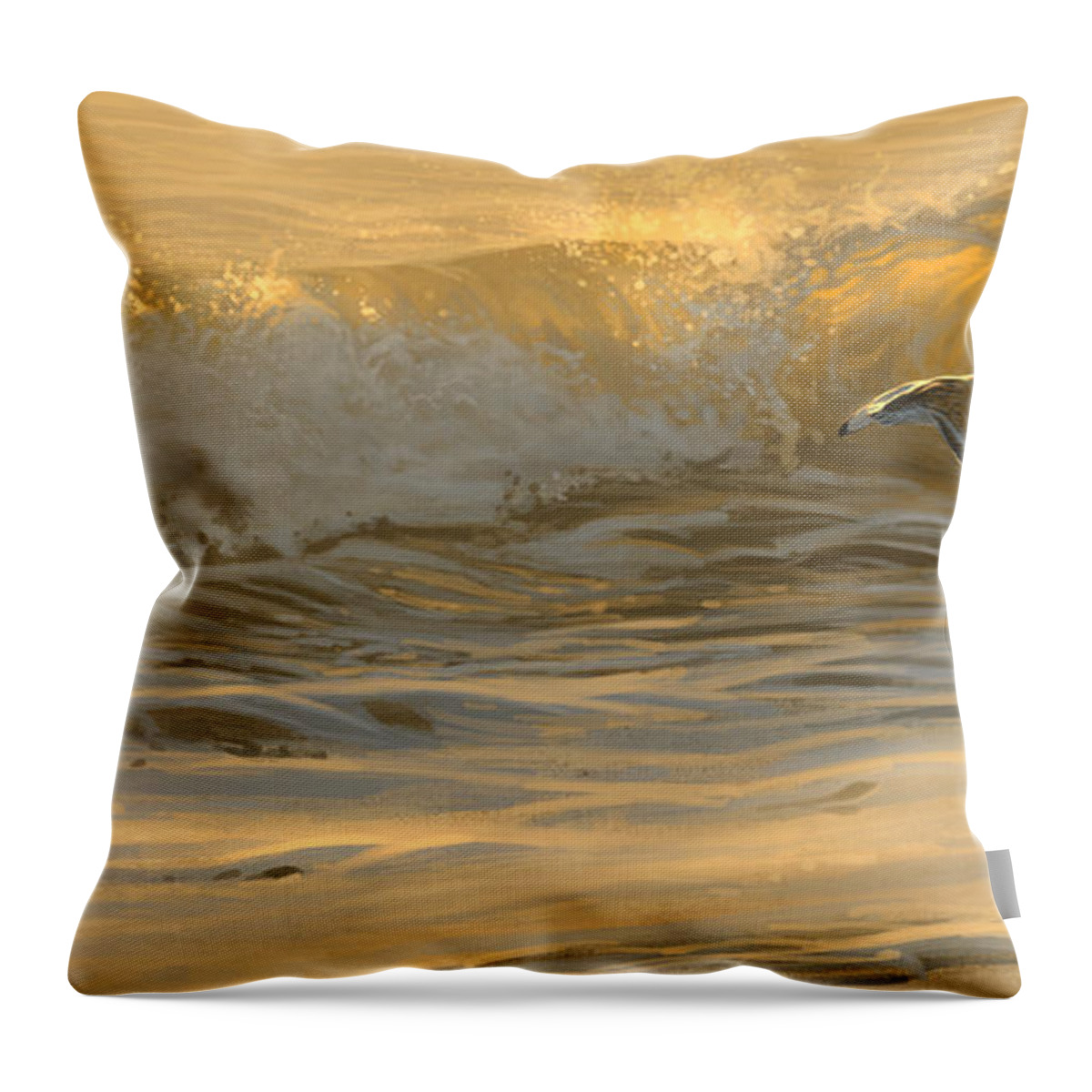 Beach Throw Pillow featuring the digital art Sanderlings by Aaron Blaise