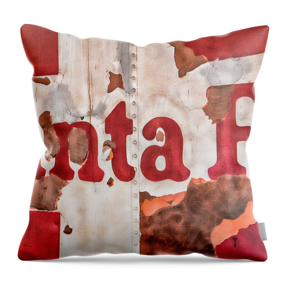 Santa Fe Vintage Railroad Sign Throw Pillow For Sale By Steven Bateson