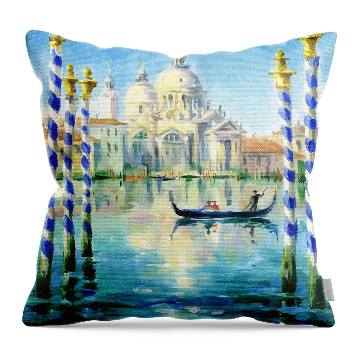 Oil Painting Throw Pillow featuring the painting Santa Maria Della Salute by Maria Rabinky