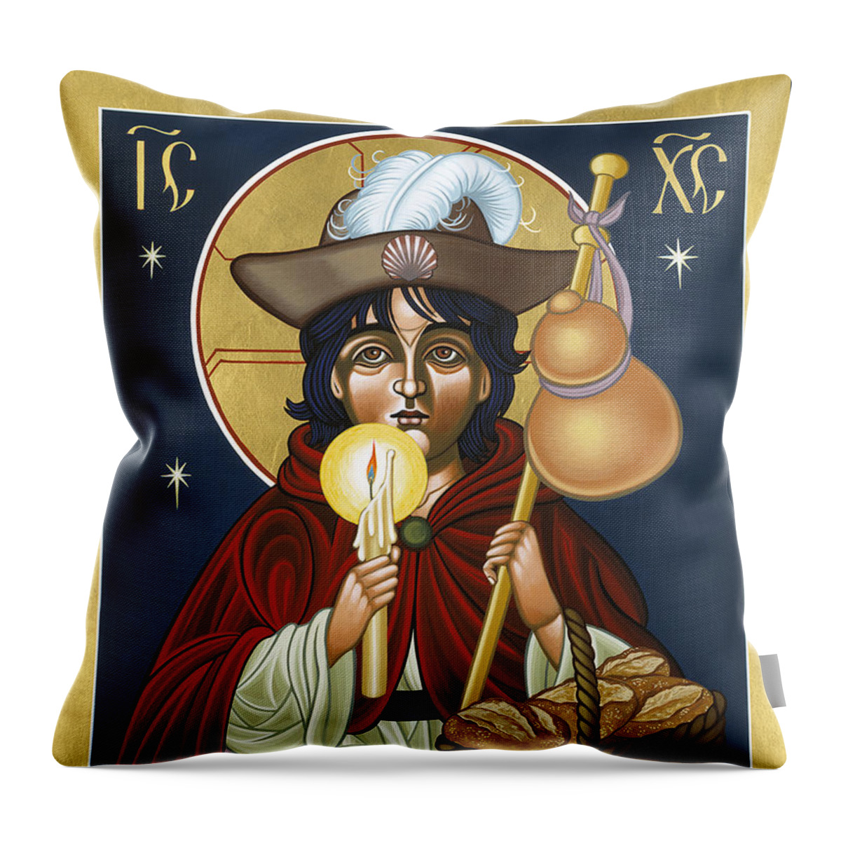 Icon Throw Pillow featuring the painting Santo Nino de Atocha 133 by William Hart McNichols