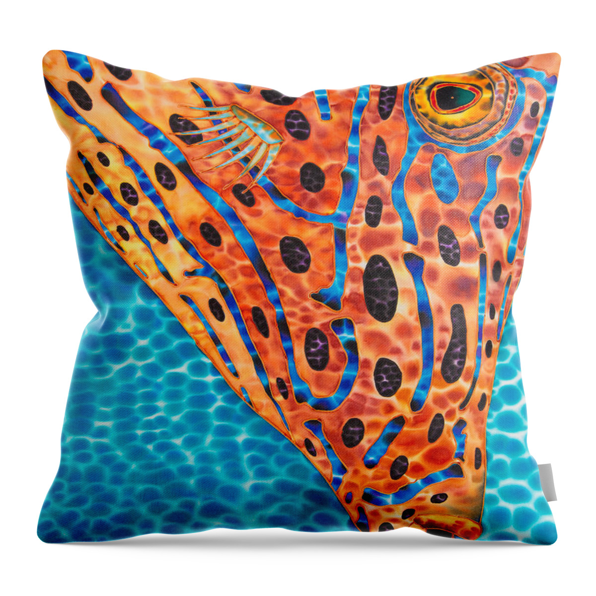 Scrawled Filefish Throw Pillow featuring the painting Scrawled File Fish by Daniel Jean-Baptiste