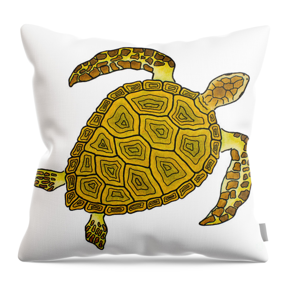 Turtle Throw Pillow featuring the painting Sea Turtle by Andreas Berthold