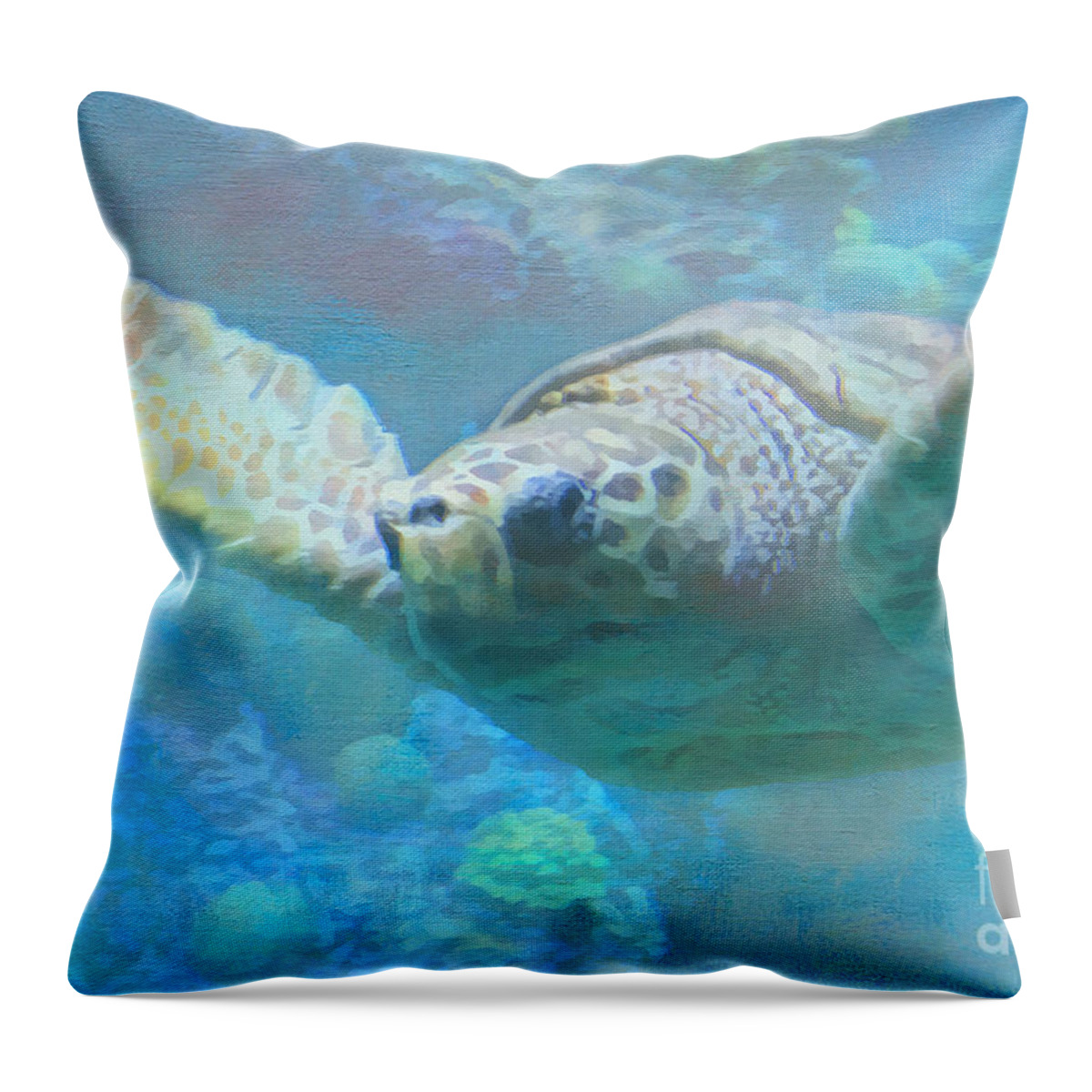 Sea Turtle Throw Pillow featuring the photograph Sea Turtle Art by Jayne Carney