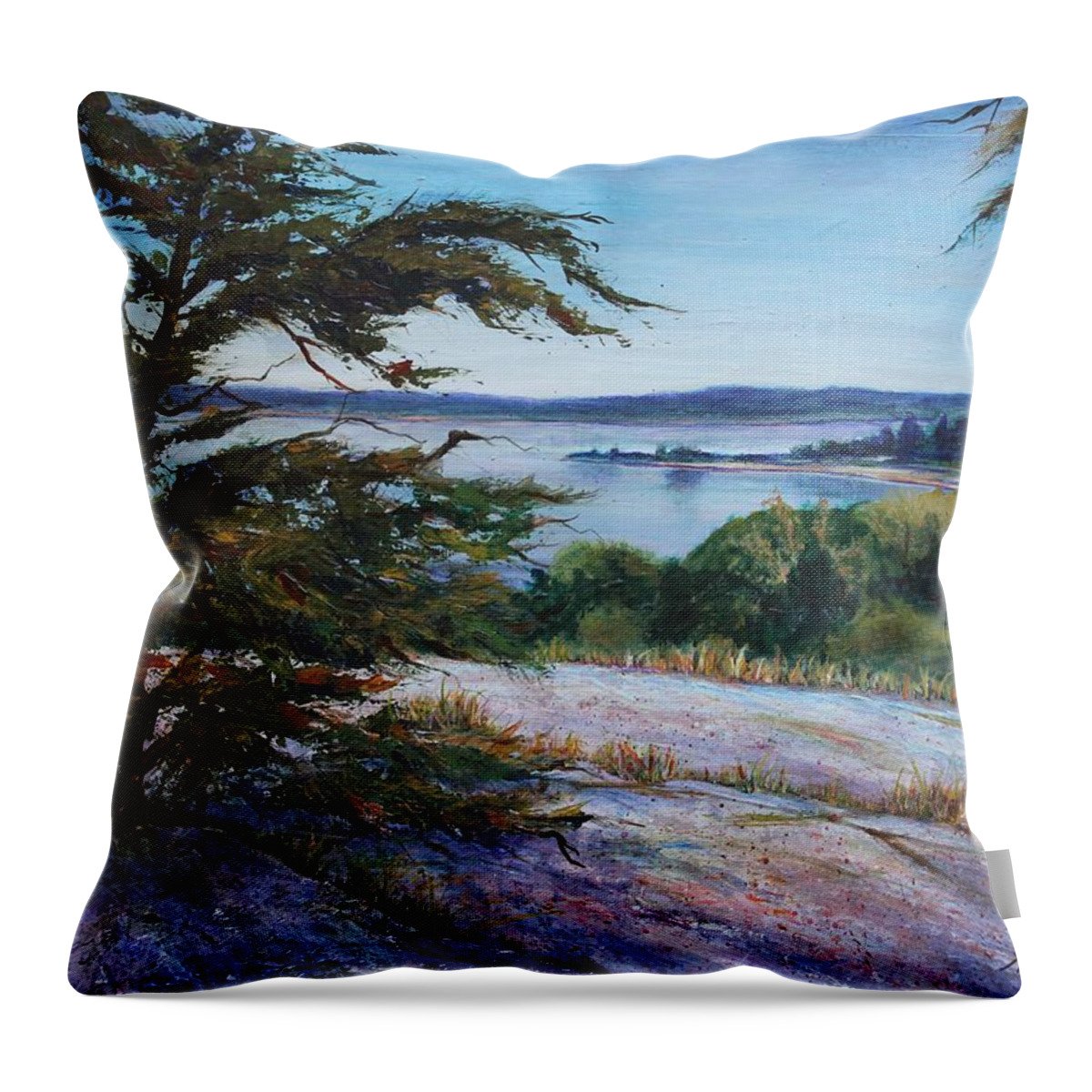 Tree Throw Pillow featuring the painting Sentinal by Ruth Kamenev