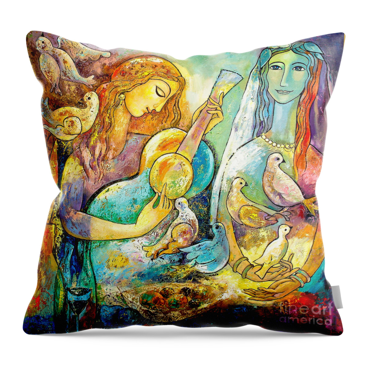 Portrait Throw Pillow featuring the painting Serenade by Shijun Munns