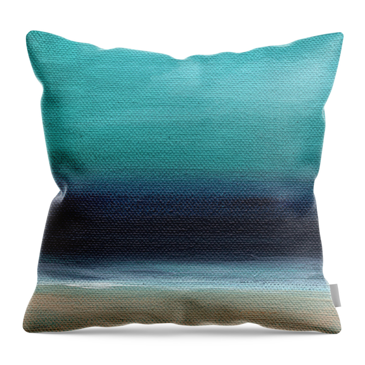 Beach Throw Pillow featuring the painting Serenity- Abstract Landscape by Linda Woods