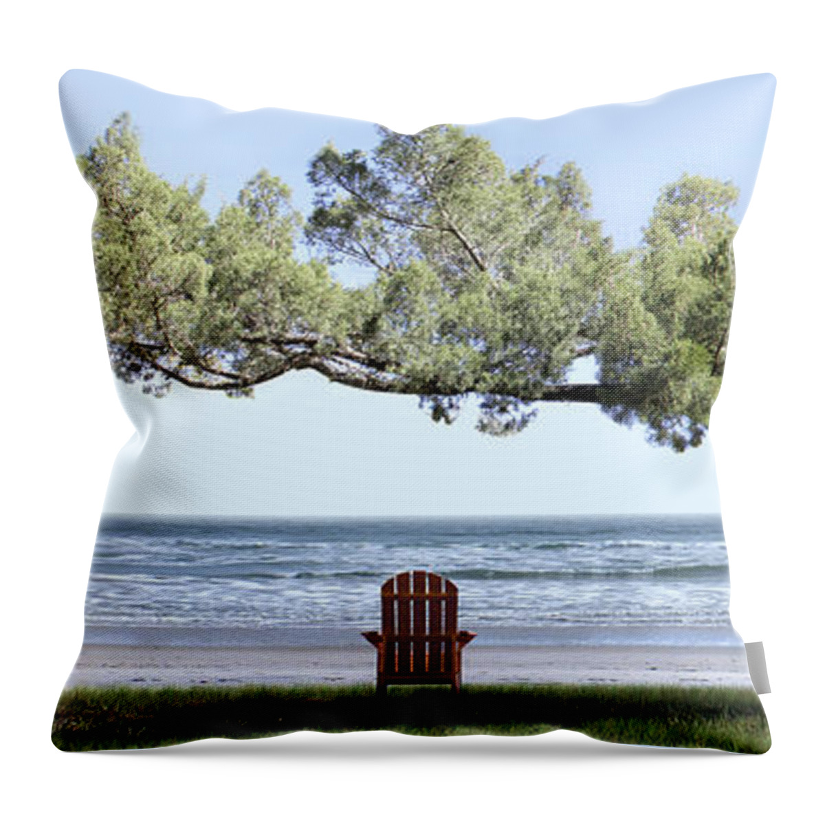 Shade Tree Throw Pillow featuring the photograph Shade Tree Panoramic by Mike McGlothlen